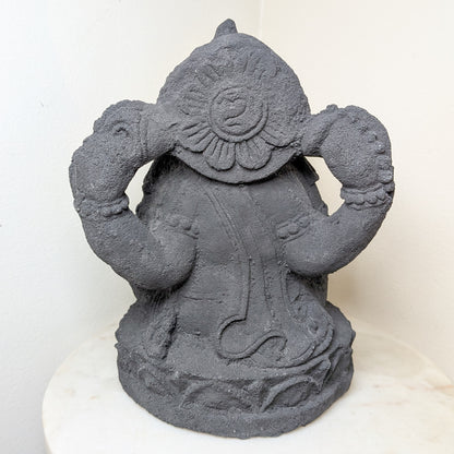 Volcanic Stone Statue Ganesha Black elephant