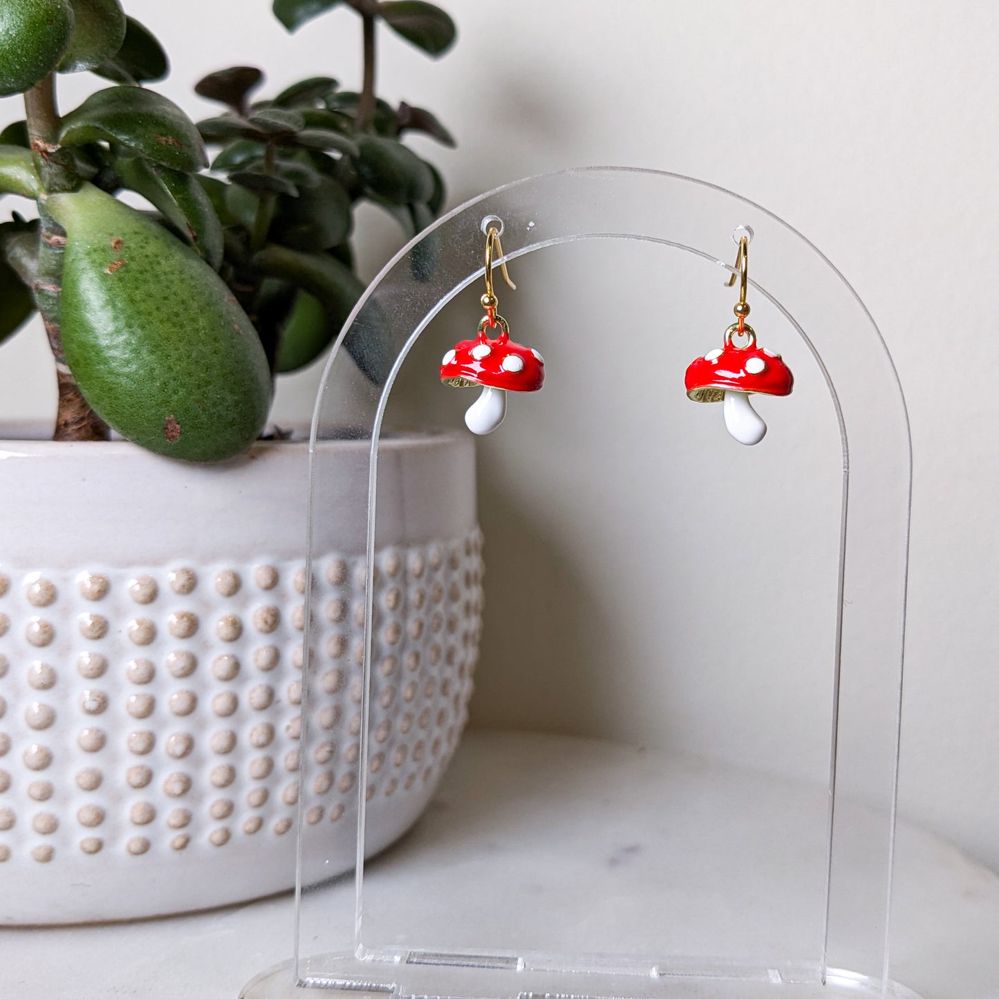 Red Mushroom Dangle Earrings