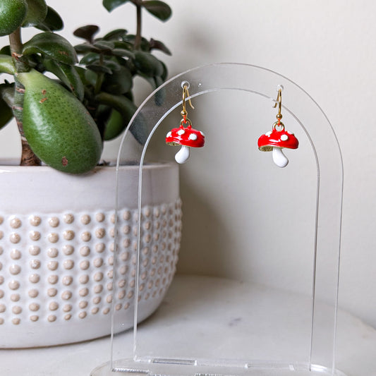 Red Mushroom Dangle Earrings