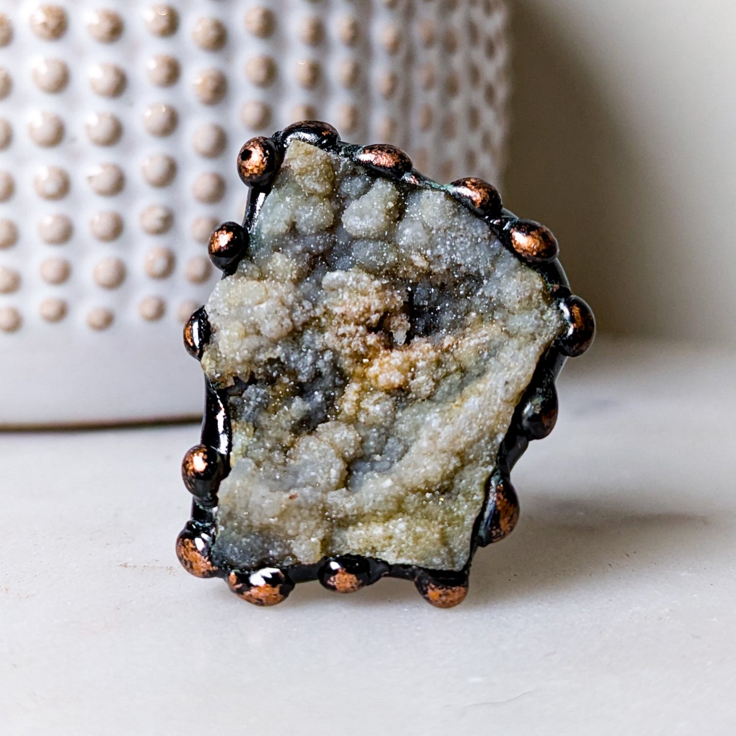 DND Irregular Natural Agate Rough Stone Adjustable Ring