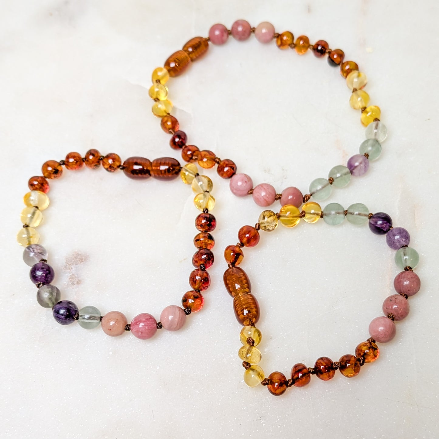 Baltic Sea Amber + Stone Rainbow || Anklet • Bracelet