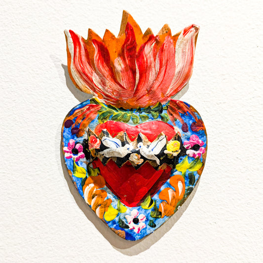 Hand-Painted Mexican Tin Heart Wall Accent 5"