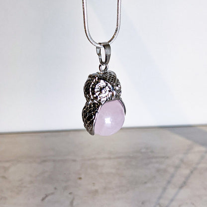 Owl Crystal + Silver Pendant Necklace