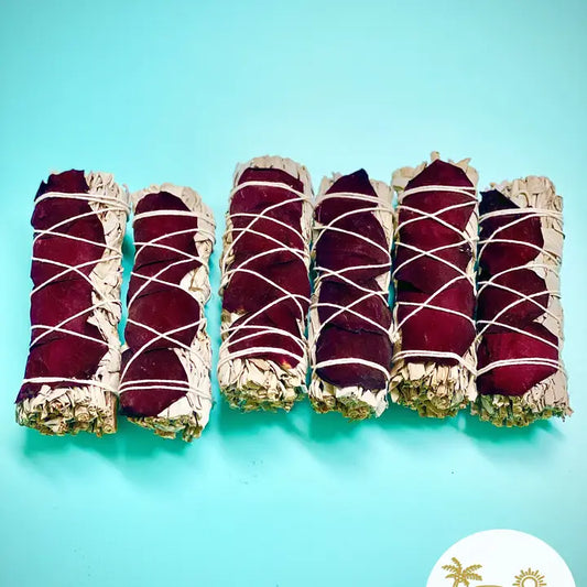 Rose with White Sage Burn Wands