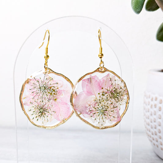 Pressed Flower and Mushroom Earrings
