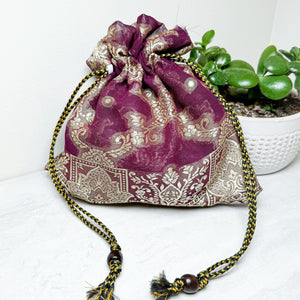Large Sari Drawstring Gift Bags