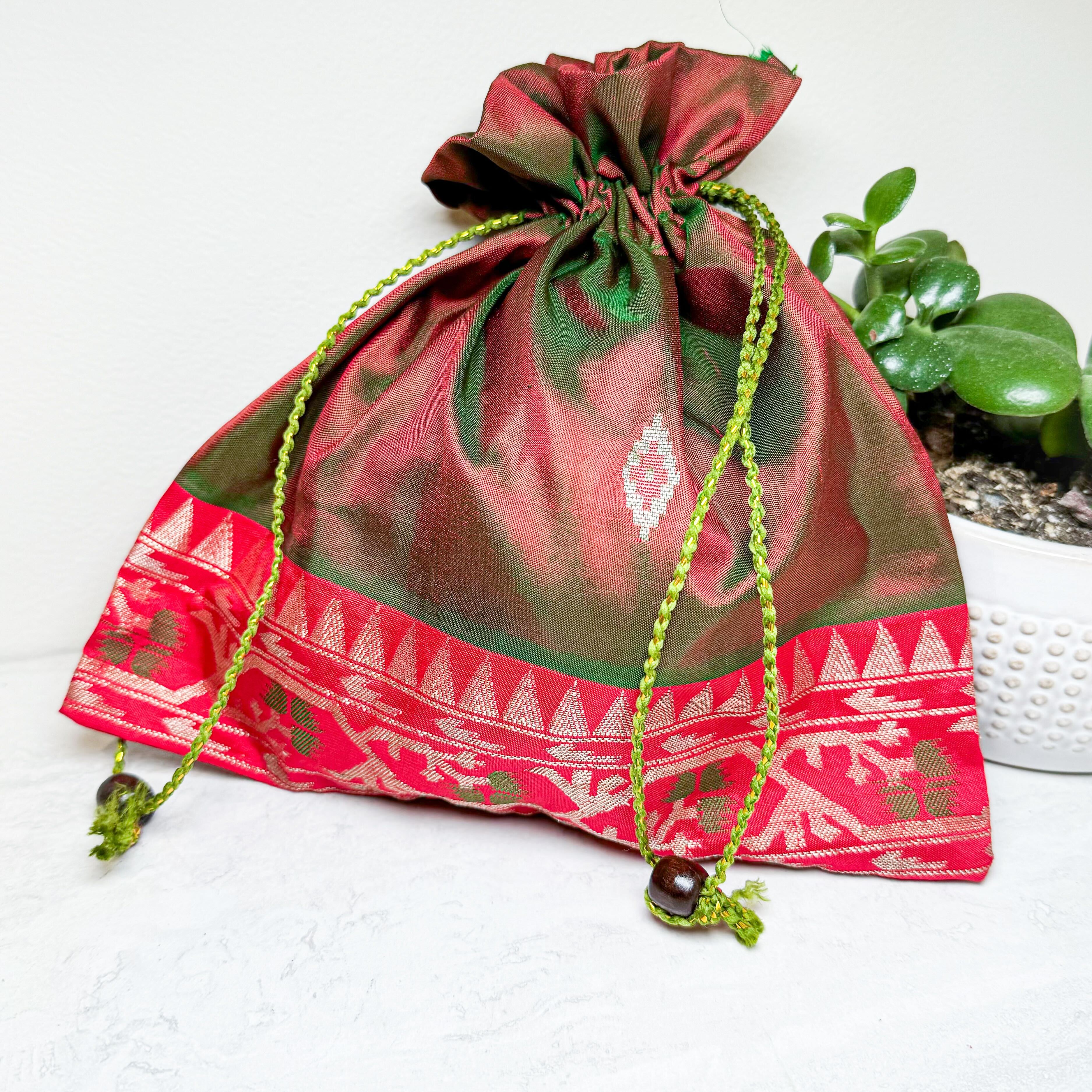 Large Sari Drawstring Gift Bags