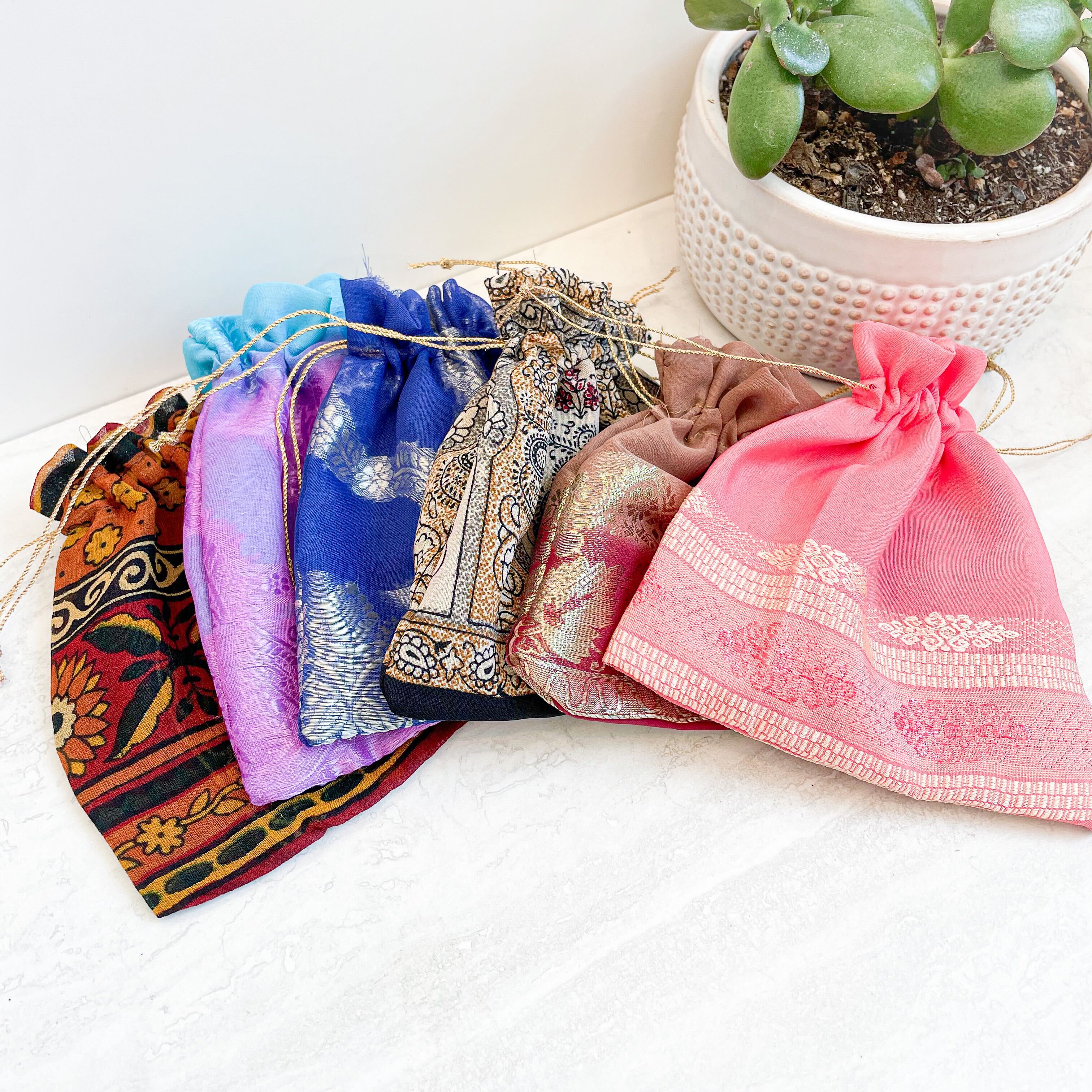 Sari Drawstring Gift Bags
