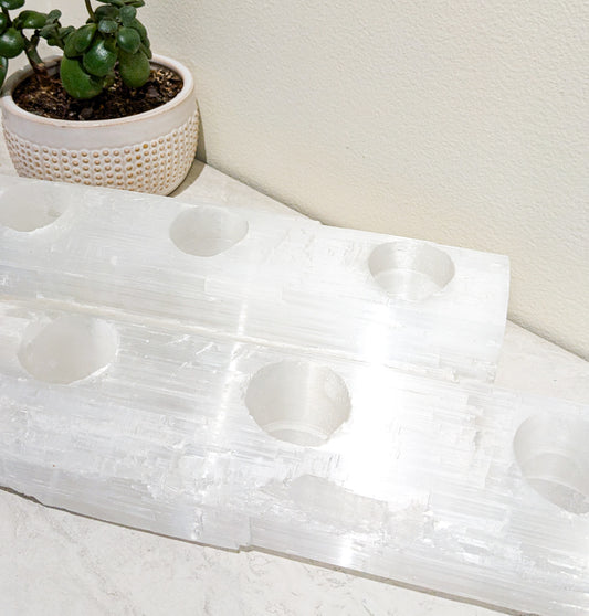 Selenite Tealight Log