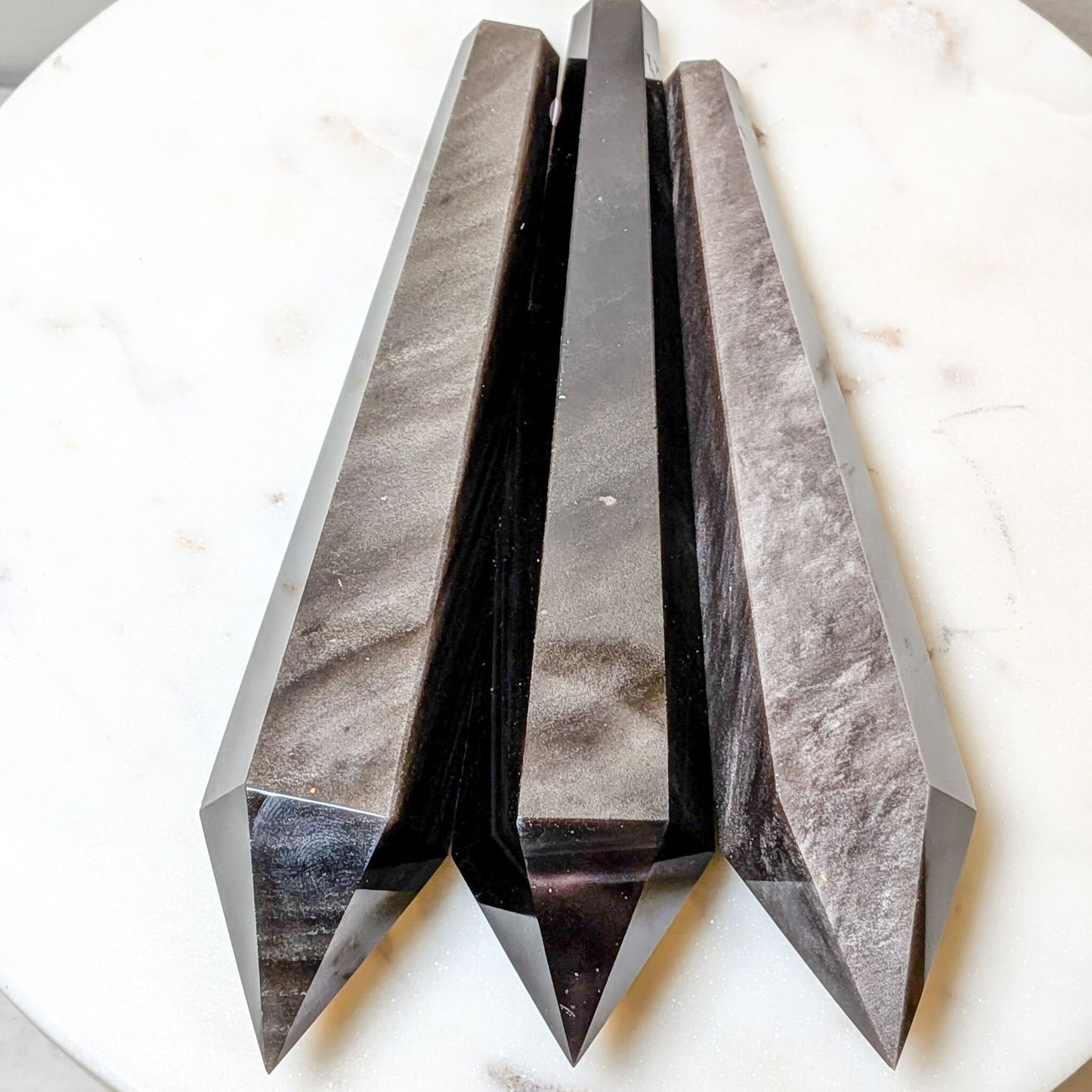 Silver Sheen Obsidian Scepter