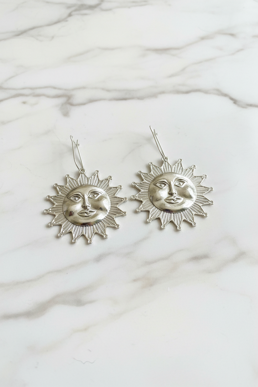 Silver Sun Earrings