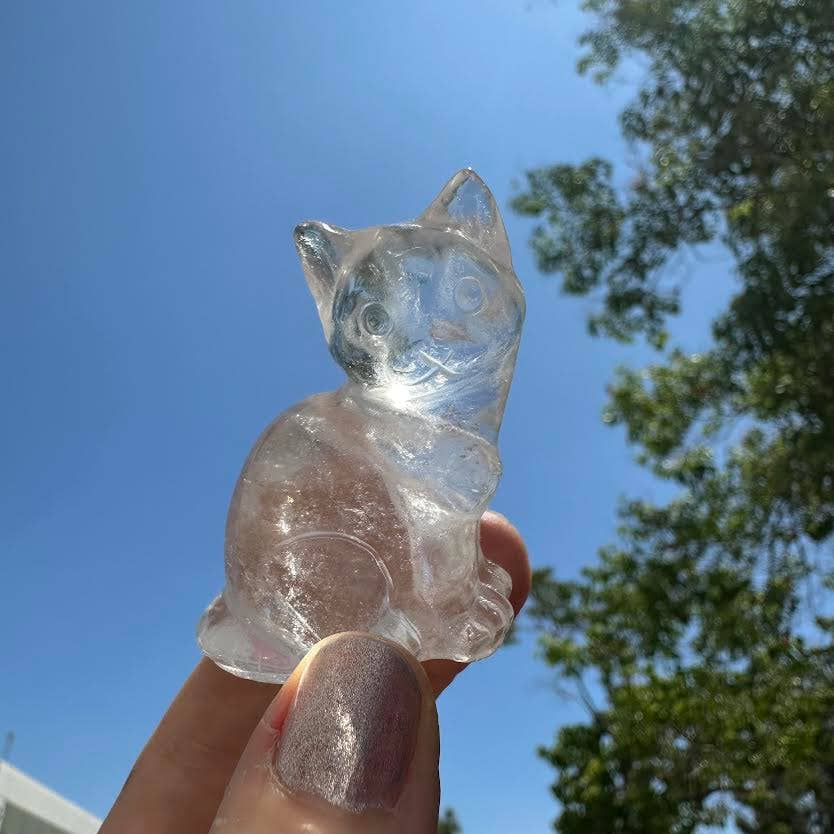 Sitting Clear Quartz Cat