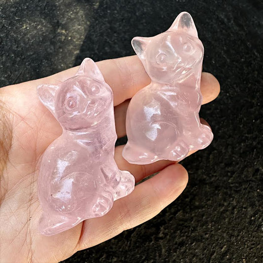 Sitting Rose Quartz Cat