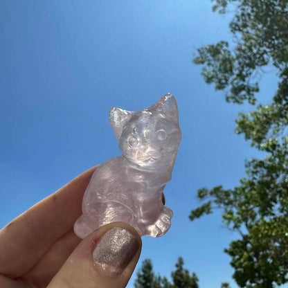 Sitting Rose Quartz Cat
