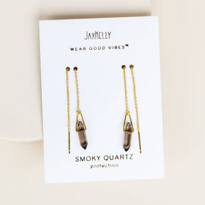 Gold Threader Earrings - Smoky Quartz | Jax Kelly