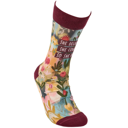 She Believed Socks – Empowering Floral Comfort