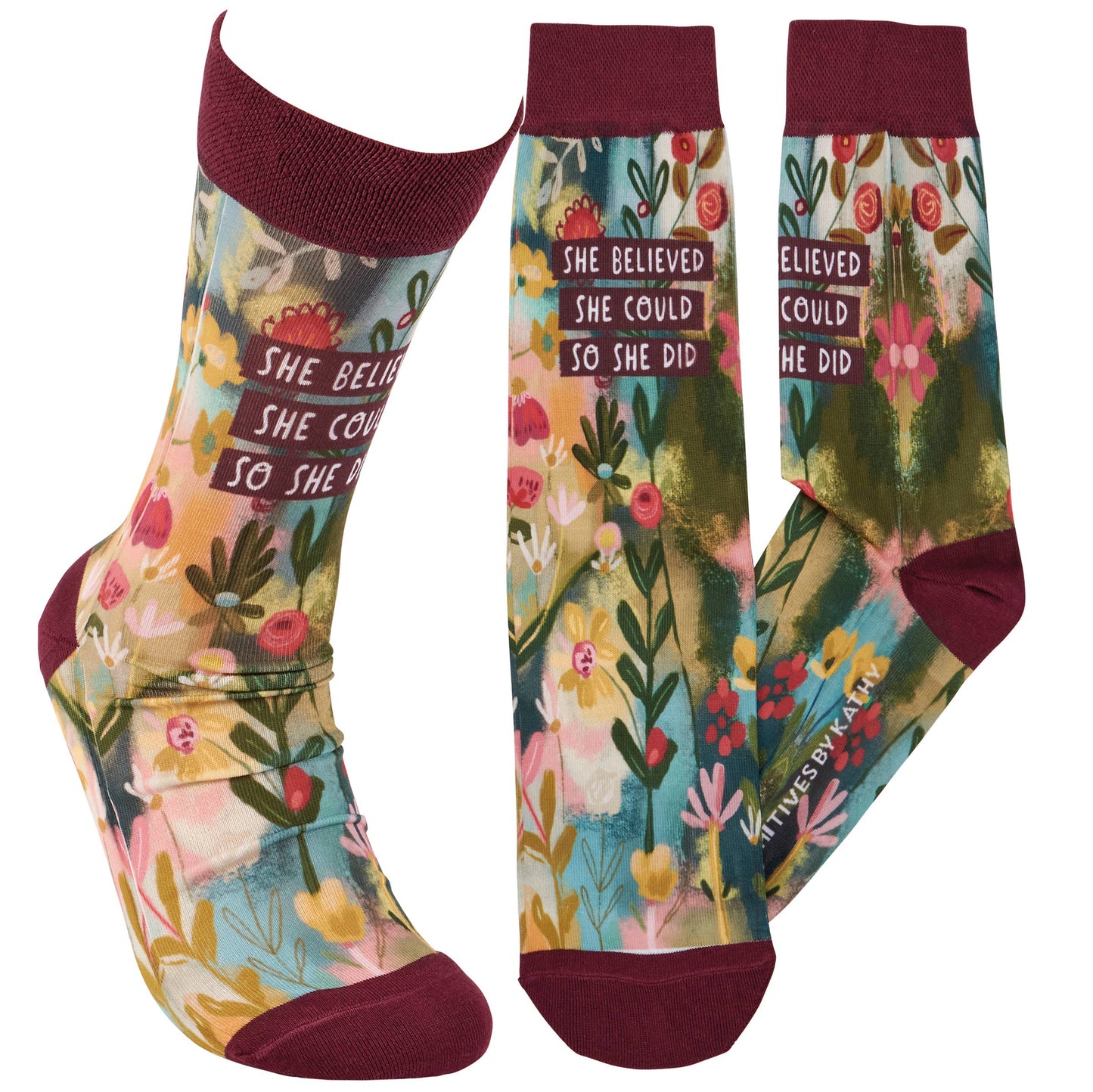 She Believed Socks – Empowering Floral Comfort