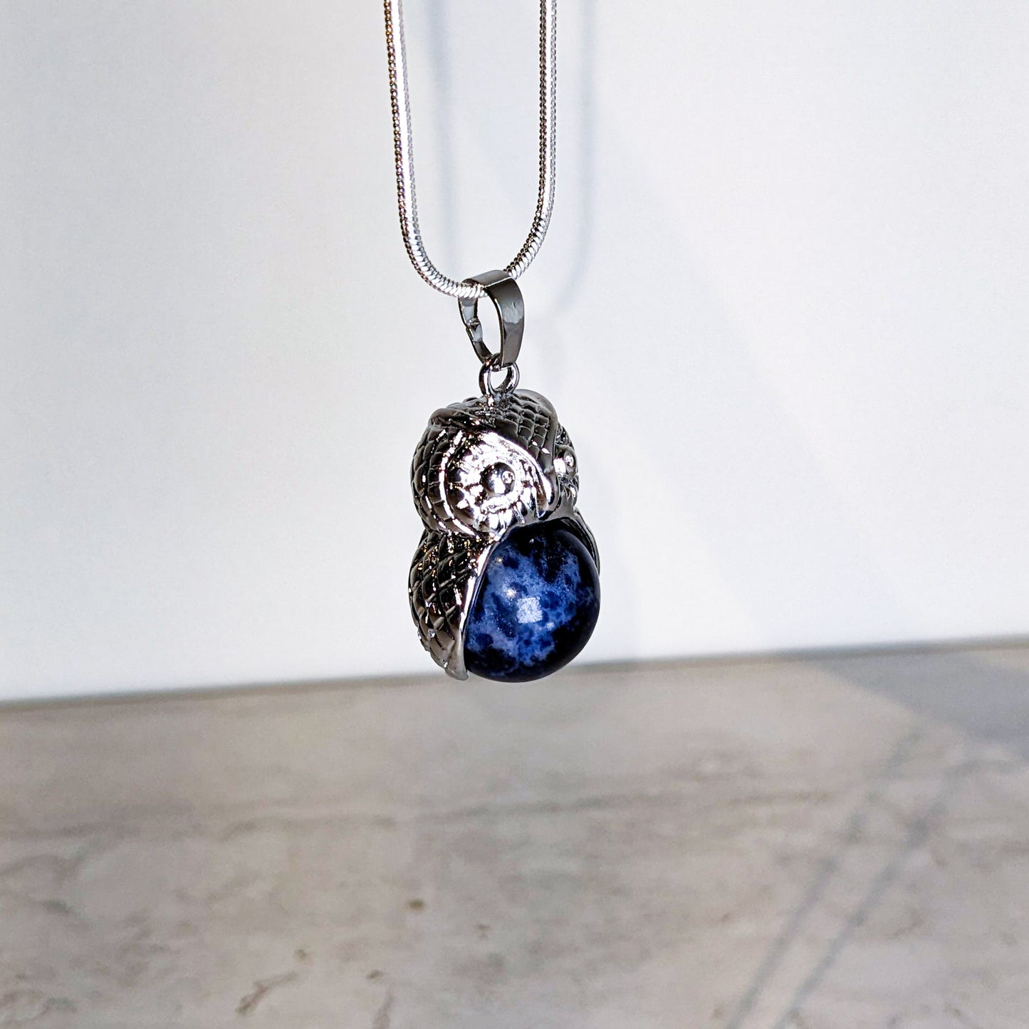 Owl Crystal + Silver Pendant Necklace