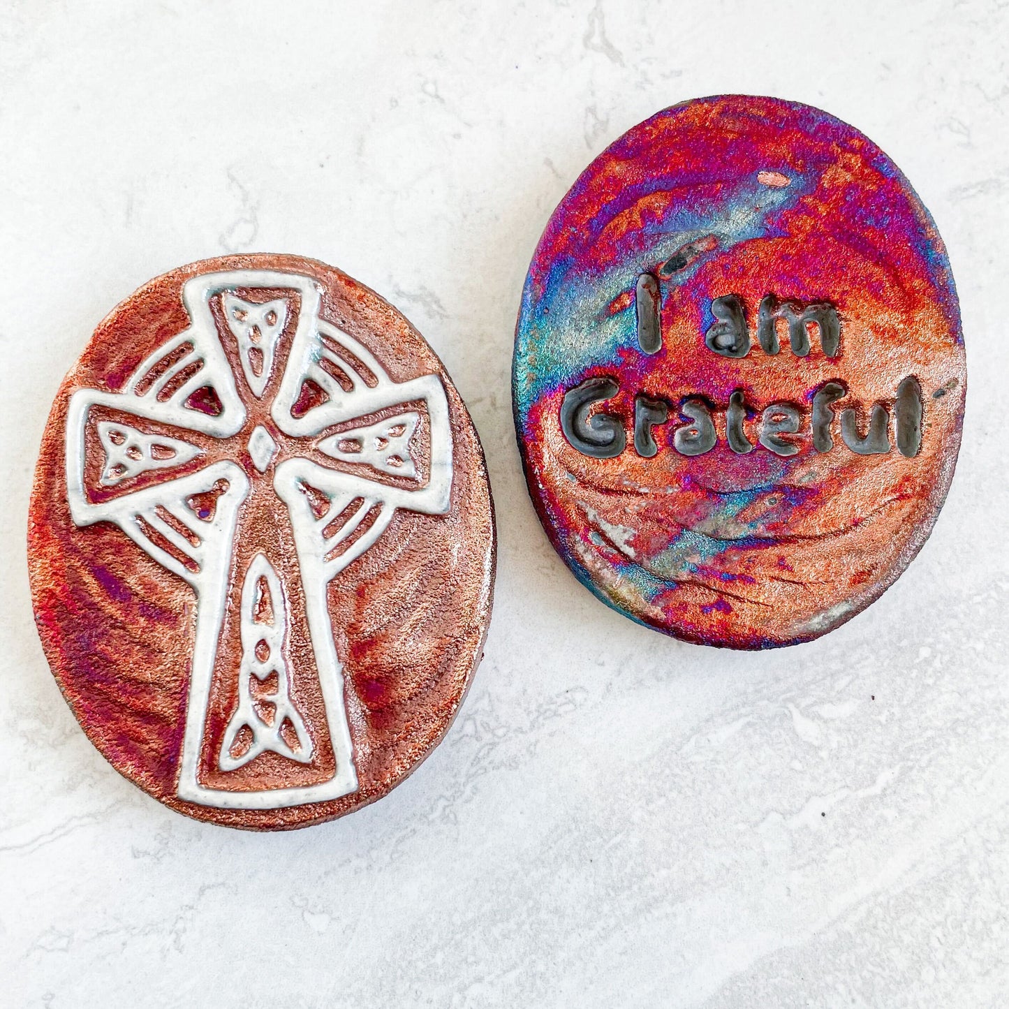 (Magnet) Raku Handmade Spirit Medallion with Affirmations | Various Themes