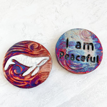 (Magnet) Raku Handmade Spirit Medallion with Affirmations | Various Themes