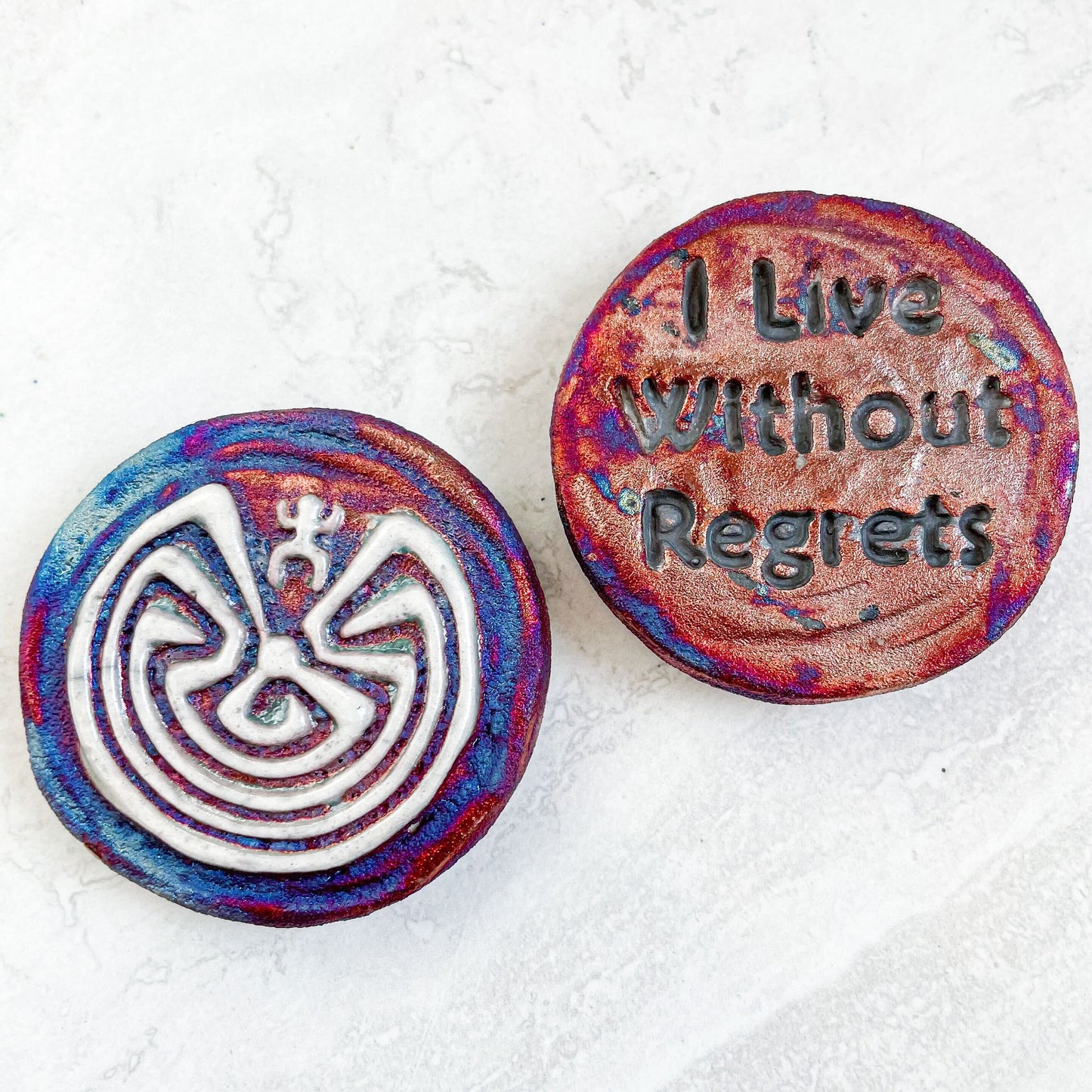 (Magnet) Raku Handmade Spirit Medallion with Affirmations | Various Themes