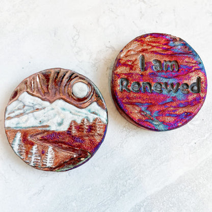 (Magnet) Raku Handmade Spirit Medallion with Affirmations | Various Themes