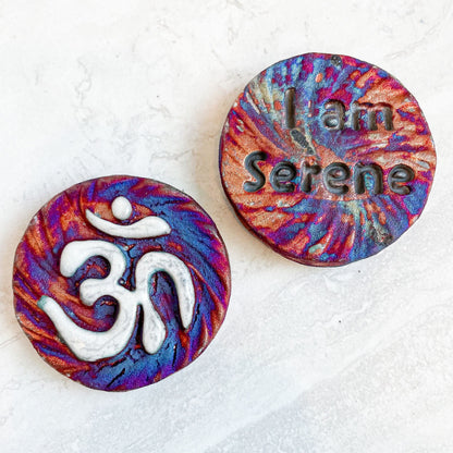 (Magnet) Raku Handmade Spirit Medallion with Affirmations | Various Themes