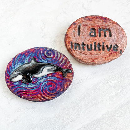 (Magnet) Raku Handmade Spirit Medallion with Affirmations | Various Themes