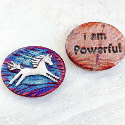 (Magnet) Raku Handmade Spirit Medallion with Affirmations | Various Themes