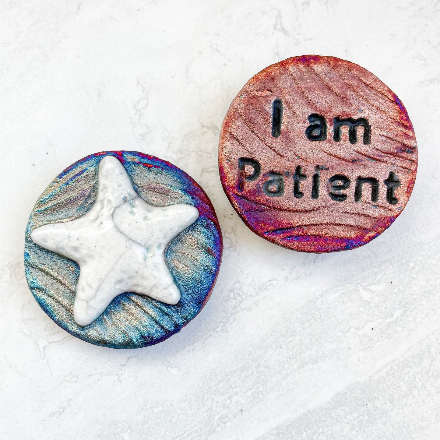 (Magnet) Raku Handmade Spirit Medallion with Affirmations | Various Themes