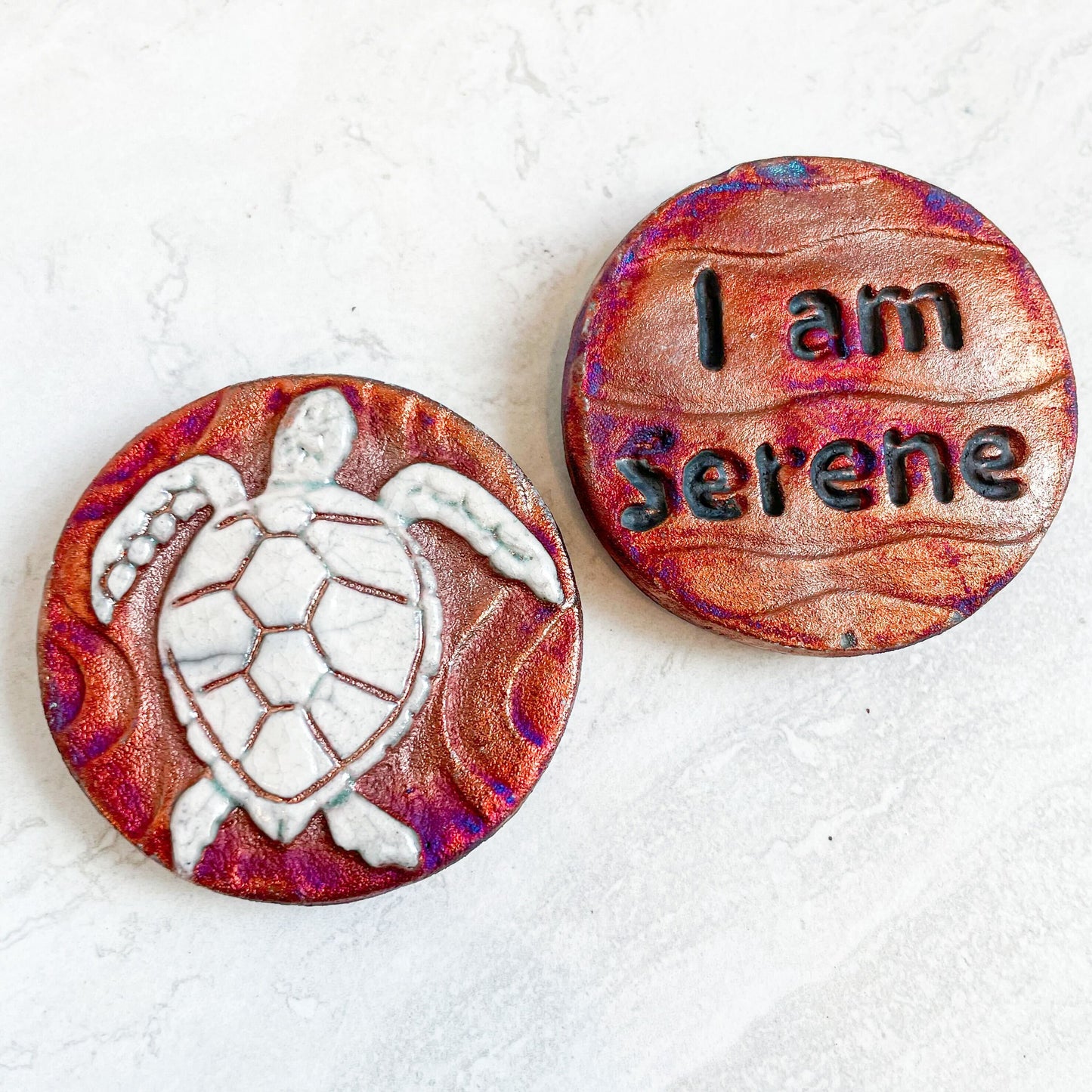 (Magnet) Raku Handmade Spirit Medallion with Affirmations | Various Themes