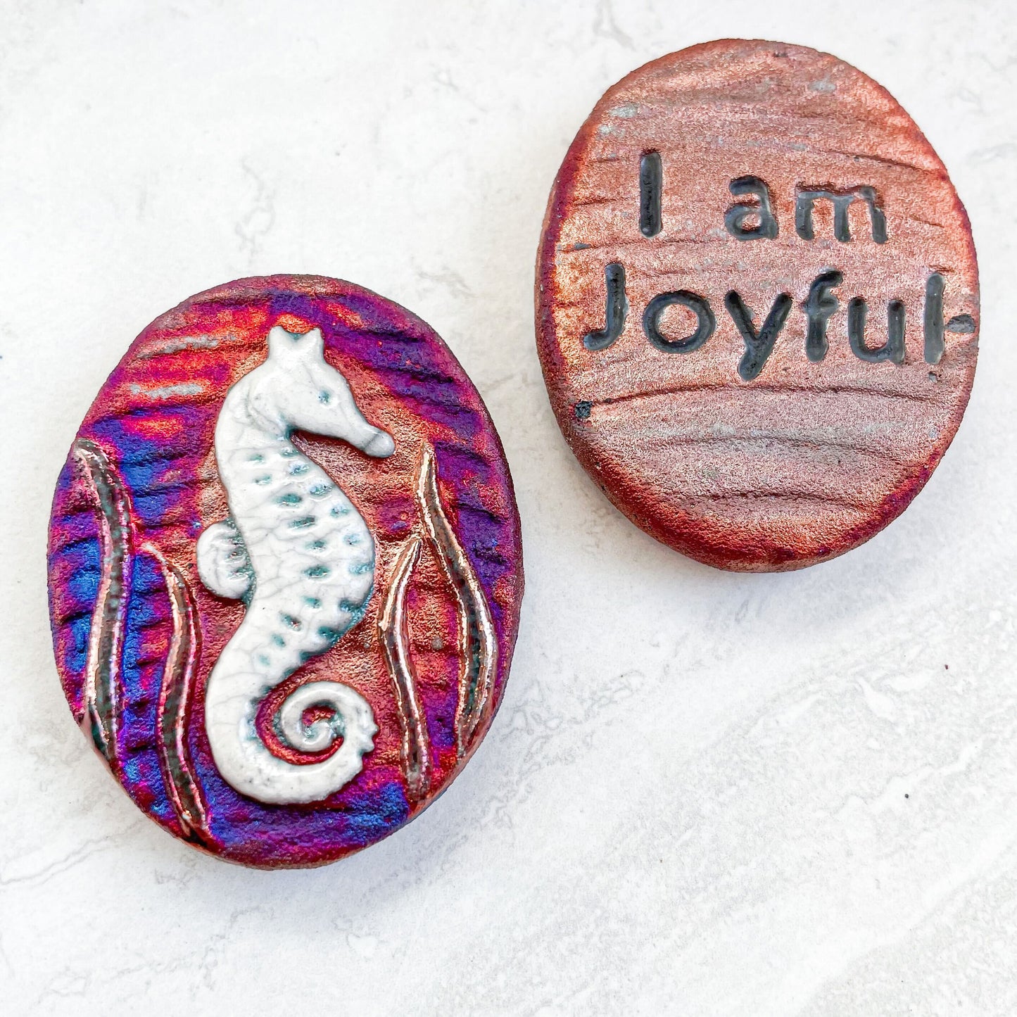 (Magnet) Raku Handmade Spirit Medallion with Affirmations | Various Themes