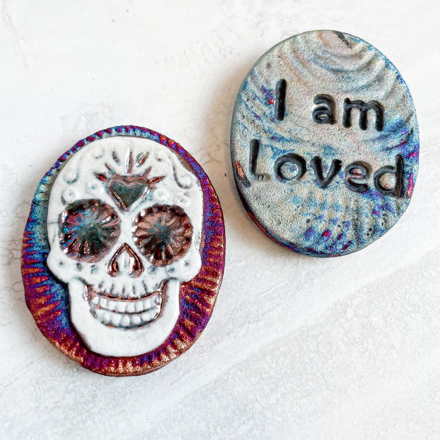 (Magnet) Raku Handmade Spirit Medallion with Affirmations | Various Themes