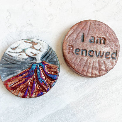 (Magnet) Raku Handmade Spirit Medallion with Affirmations | Various Themes