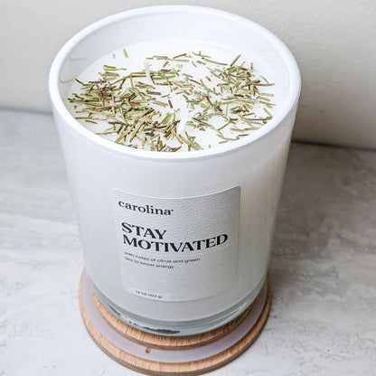 Stay Motivated - Bergamot & Green Tea Candle with Rosemary Herbs