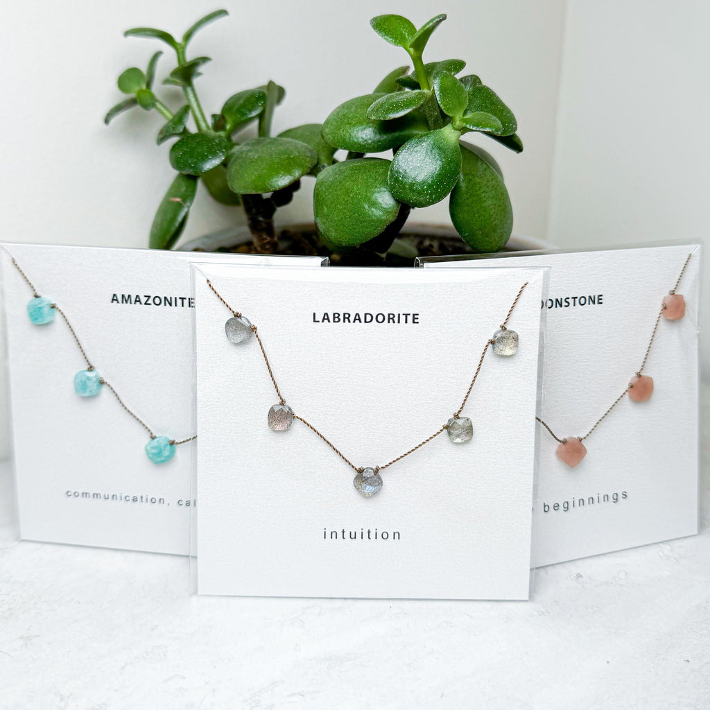Polished Gemstone 5 Stone Necklace | Various Crystals