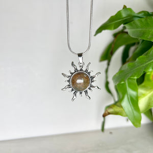 Sun Crystal + Silver Pendant Necklace