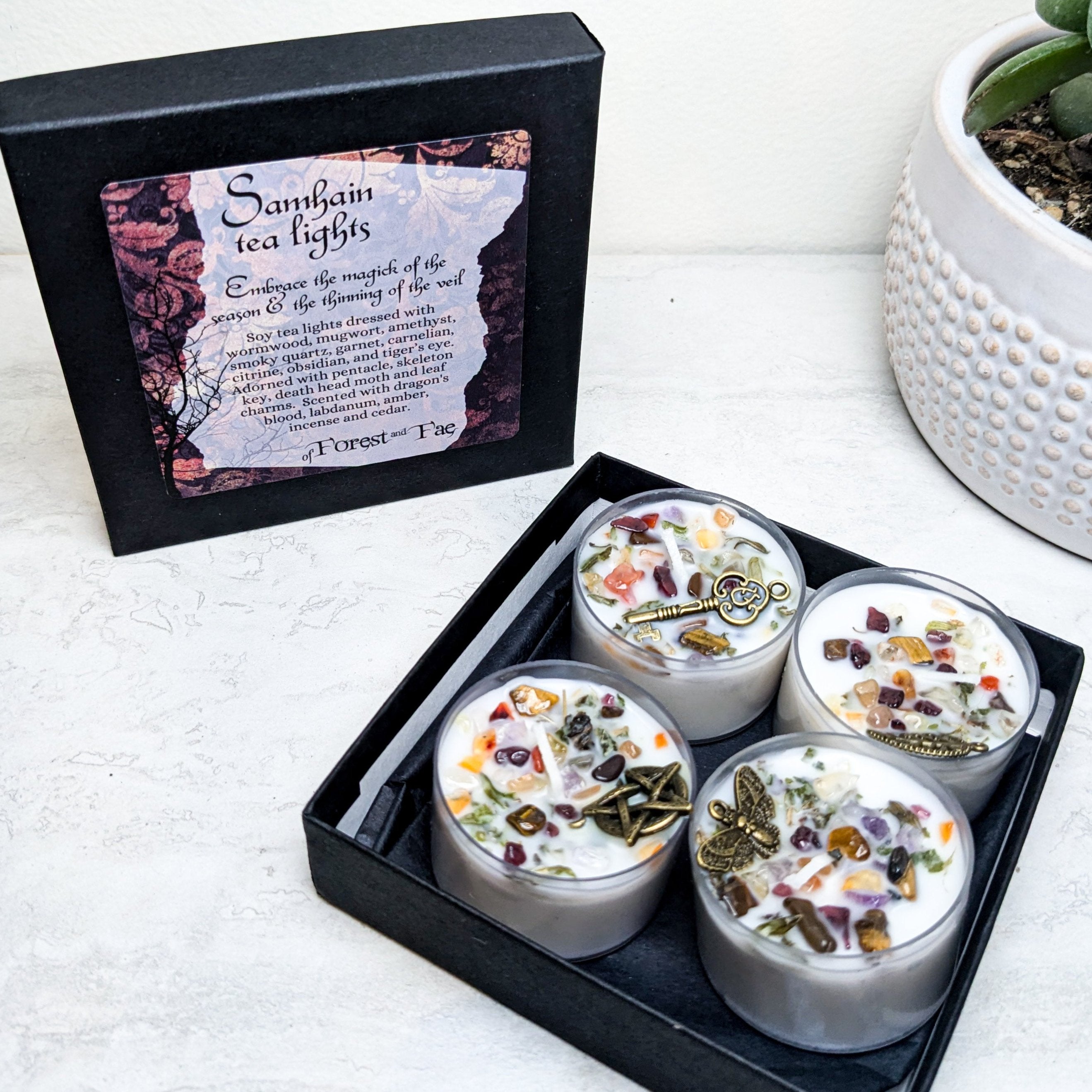 Tea Light Candle Sets - Herb & Crystal Infused