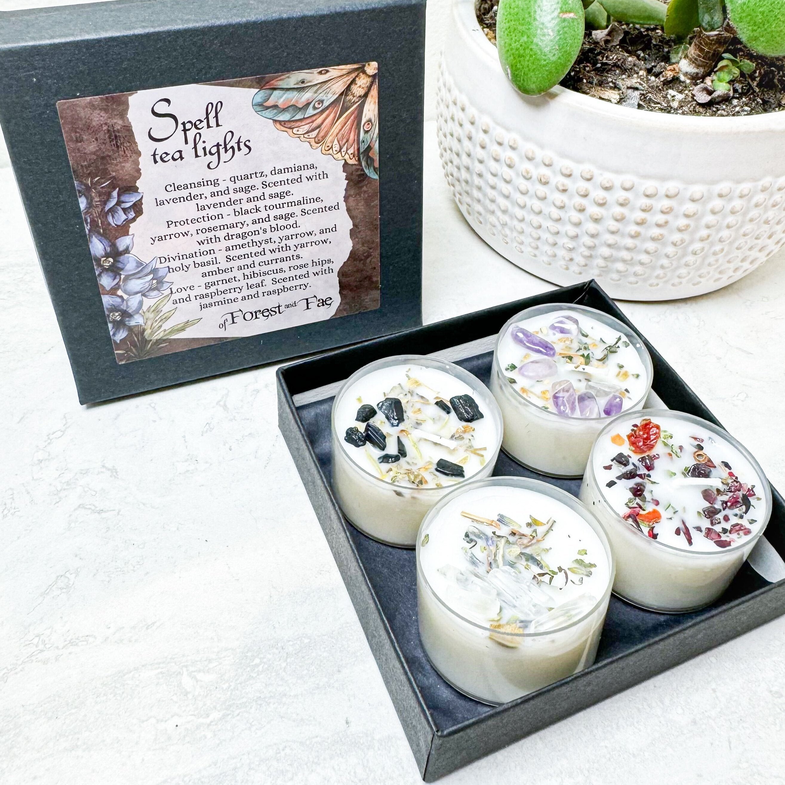 Tea Light Candle Sets - Herb & Crystal Infused