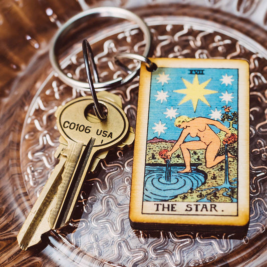 Tarot - The Star Full Color Wooden Keychain