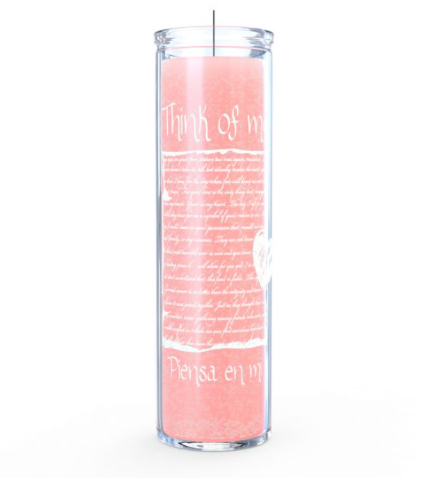 Think of Me Pink 8" Glass Candle