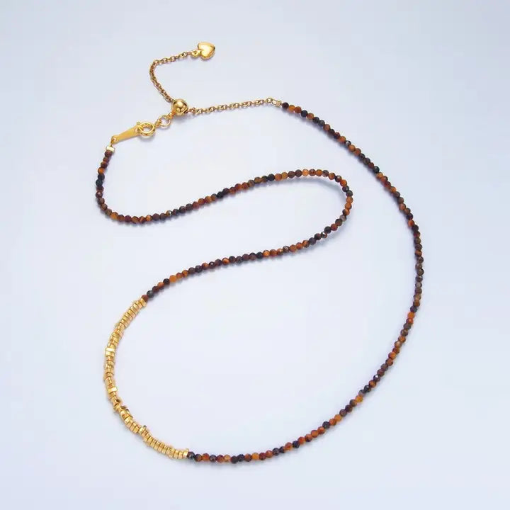 14K Gold-Filled Multifaceted Tiger Eye Irregular Bead Necklace