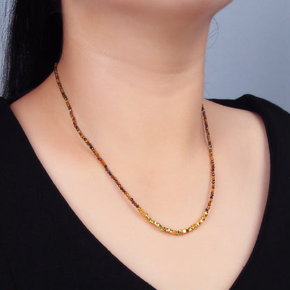 14K Gold-Filled Multifaceted Tiger Eye Irregular Bead Necklace
