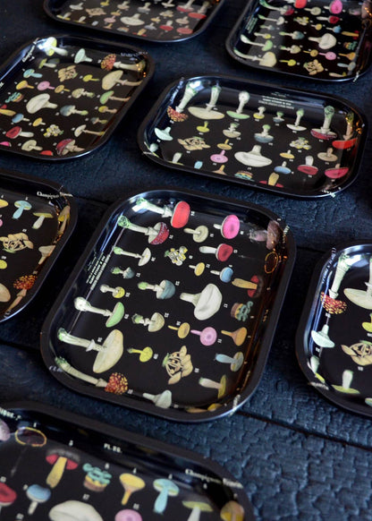 Small Metal Black Mushroom Ritual Tray / Rolling Tray