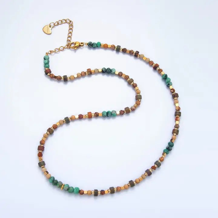 14K Gold-Filled Multifaceted Turquoise & Citrine Necklace