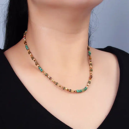 14K Gold-Filled Multifaceted Turquoise & Citrine Necklace