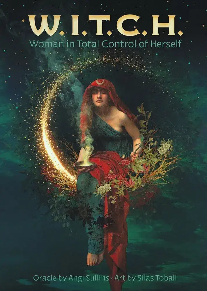 The W.I.T.C.H. Woman in Total Control of Herself card deck in its box.