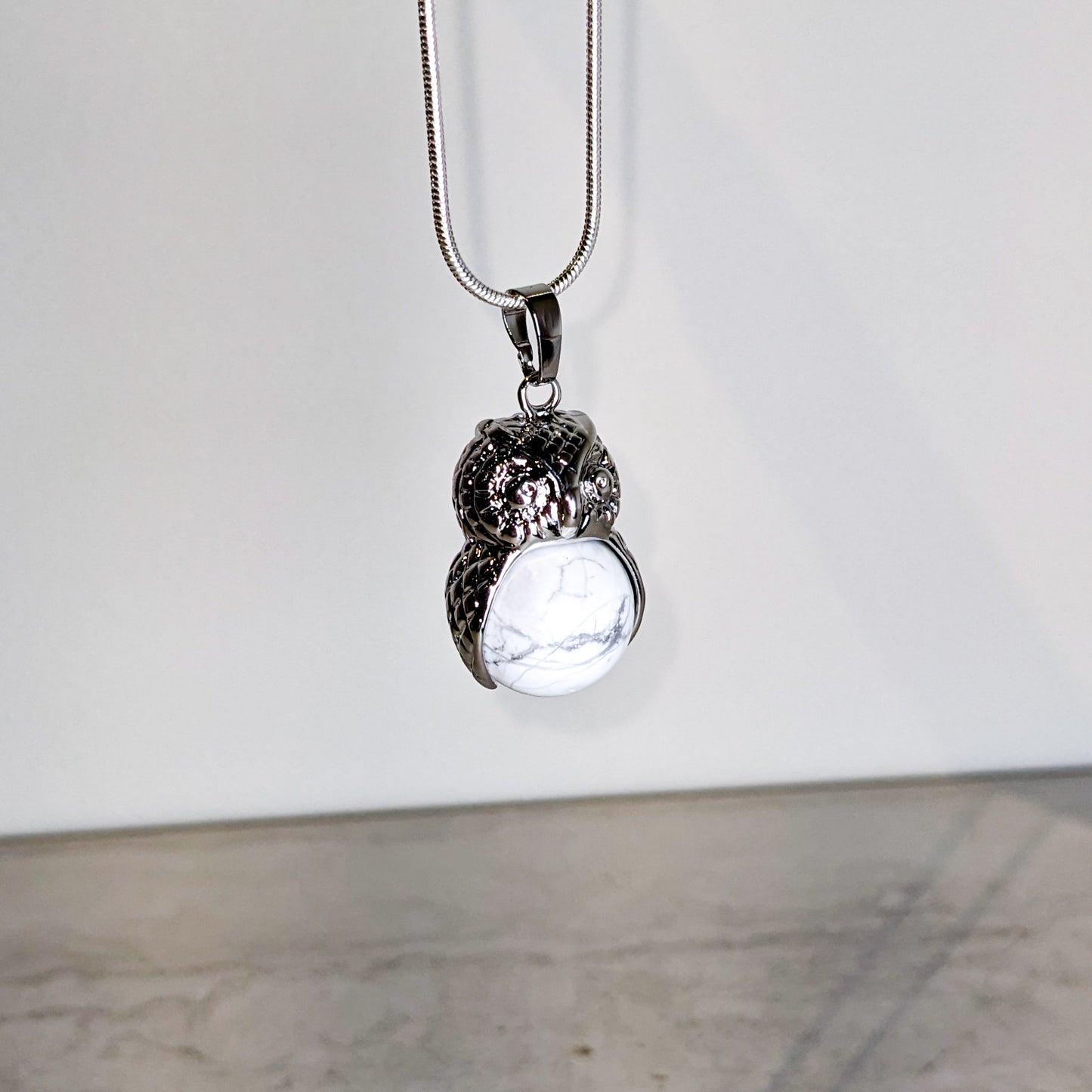 Owl Crystal + Silver Pendant Necklace