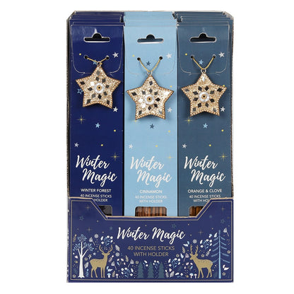 Winter Magic Incense Set | Seasonal Scents with Wooden Holder (40 Sticks)