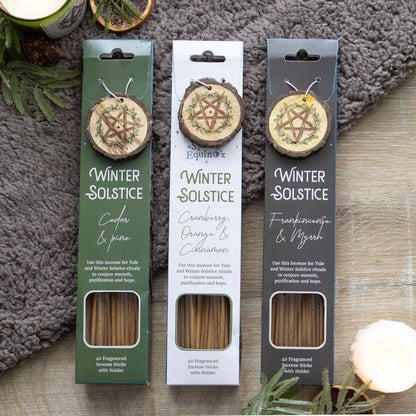 Winter Solstice Incense Set | Seasonal Scents with Wooden Holder (40 Sticks)